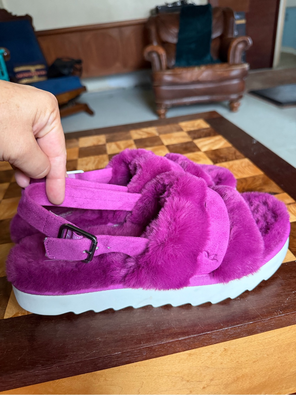 Koolaburra Fuchsia Furry Slingback Sandals